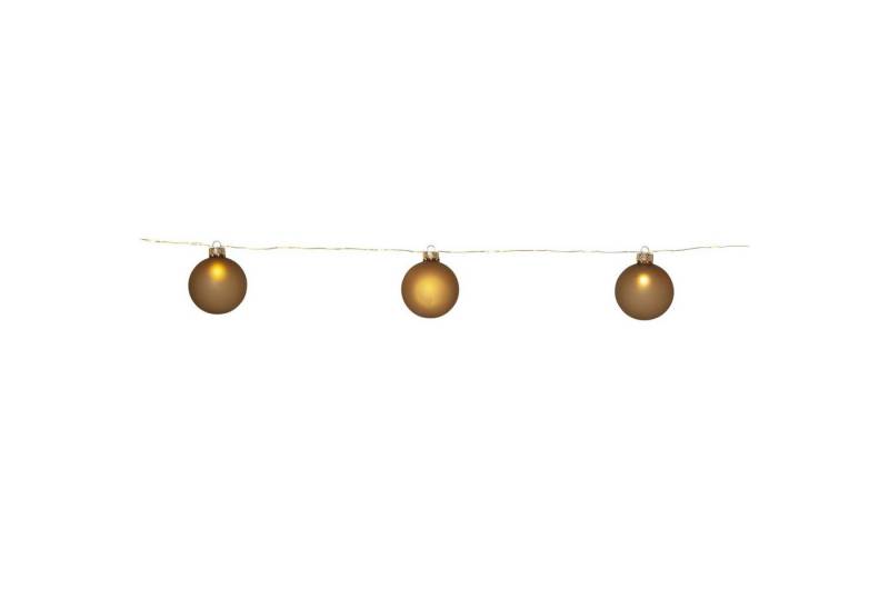 MARELIDA LED-Lichterkette Weihnachtskugeln Christbaumkugel Timer Batterie Deko gold 1,6m, 22-flammig von MARELIDA