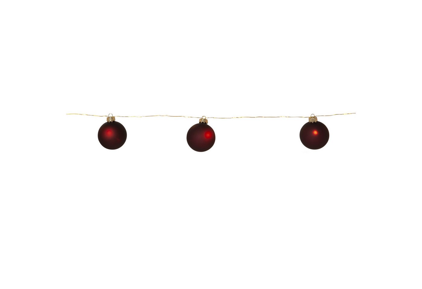 MARELIDA LED-Lichterkette Weihnachtskugeln Christbaumkugel Timer Batterie Deko rot 1,6m, 22-flammig von MARELIDA