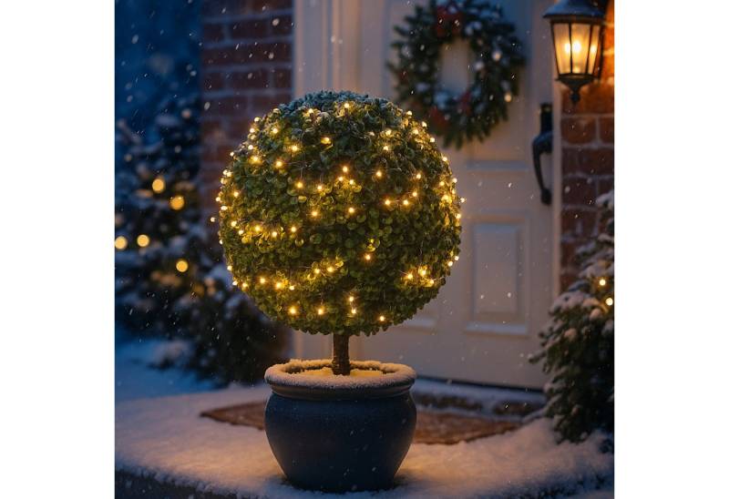 MARELIDA LED-Lichterkette Weihnachtslichterkette 4m 160 bernstein LED 8Modi Timer Batterie Außen, 160-flammig von MARELIDA