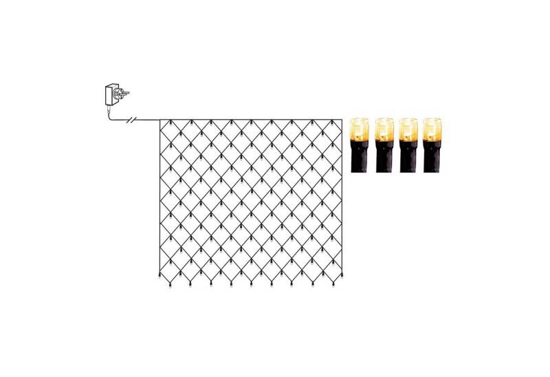 MARELIDA LED-Lichternetz LED Lichternetz 160 bernstein gold warmweiße LED 2mx2m für Außen, 160-flammig von MARELIDA