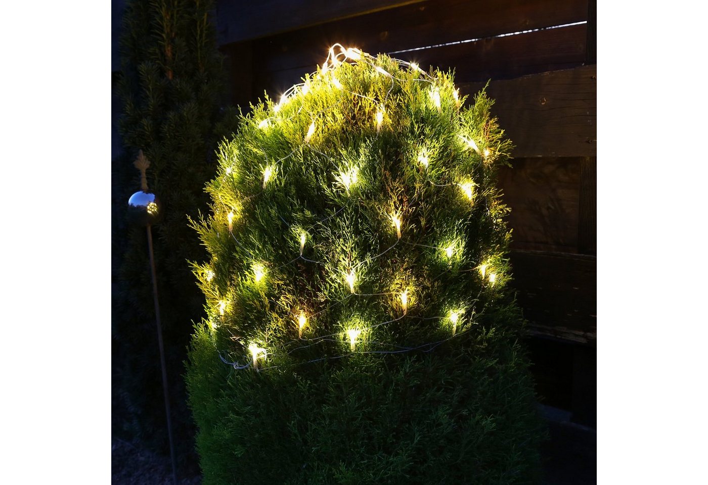 MARELIDA LED-Lichternetz LED Lichternetz Flash-Effekt für Buchsbaum Kugelnetz Außen 80cm, 120-flammig von MARELIDA