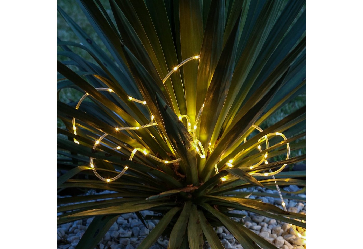 MARELIDA LED-Lichterschlauch LED Solar Lichterschlauch warmweiß Außen Gartenlichterkette 4,9m, 100-flammig von MARELIDA