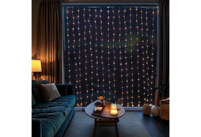 MARELIDA LED-Lichtervorhang Draht Weihnachtsdeko für Fenster 40 Stränge 800LED 3,9x2m Innen Außen, 800-flammig von MARELIDA