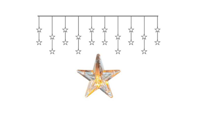 MARELIDA LED-Lichtervorhang LED Lichtervorhang 20 leuchtende Sterne 180x40cm Trafo Innen Fenster, 20-flammig von MARELIDA