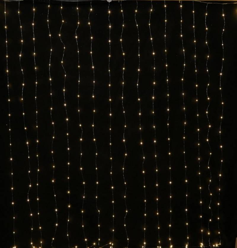 MARELIDA LED-Lichtervorhang Draht Weihnachtsdeko für Fenster 10 Stränge 100LED 0,9x1m Innen Außen, 100-flammig von MARELIDA
