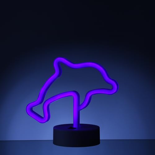 MARELIDA LED Neon Figur DELFIN LED NEON Schild Neonlicht Neon Dekolampe Leuchtfigur Kinderzimmer Schlafzimmer Batterie USB 19cm (Delfin) von MARELIDA