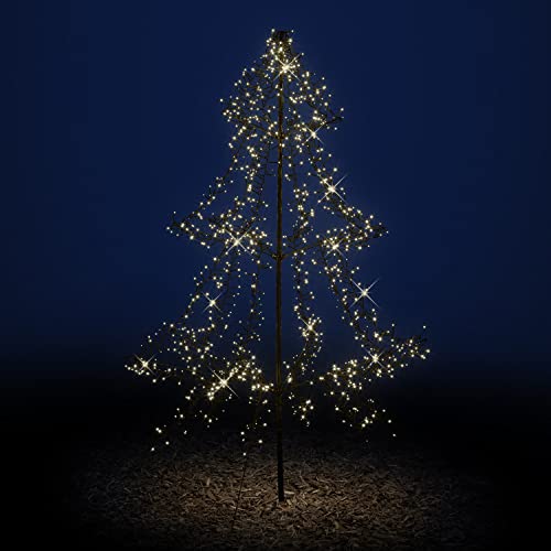MARELIDA LED Outdoor Weihnachtsbaum - warmweiße LED - Timer - Funktionen - aufklappbar - Outdoor Tannenbaum Umrisse (2m - 1200 Funkelnde LED) von MARELIDA