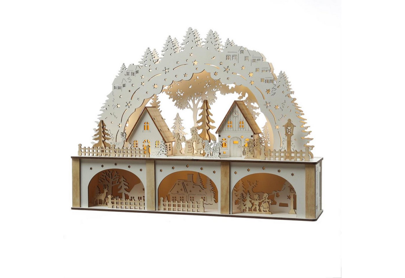 MARELIDA LED Schwibbogen LED Lichterbogen Weihnachtsdorf Winterdorf H: 33,5cm 2stöckig Batterie MARELIDA LED Schwibbogen LED Lichterbogen Weihnachtsdorf Winterdorf H: 33,5cm 2stöckig Batterie von MARELIDA