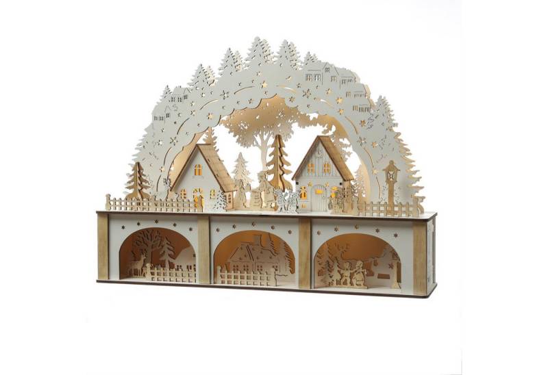 MARELIDA LED Schwibbogen LED Lichterbogen Weihnachtsdorf Winterdorf H: 33,5cm 2stöckig Batterie MARELIDA LED Schwibbogen LED Lichterbogen Weihnachtsdorf Winterdorf H: 33,5cm 2stöckig Batterie von MARELIDA
