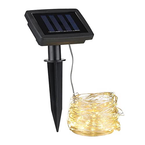 MARELIDA LED Solar Lichterkette Tautropfen - 200 warmweiße LED - silberner Draht - L: 20m - Dämmerungssensor von MARELIDA