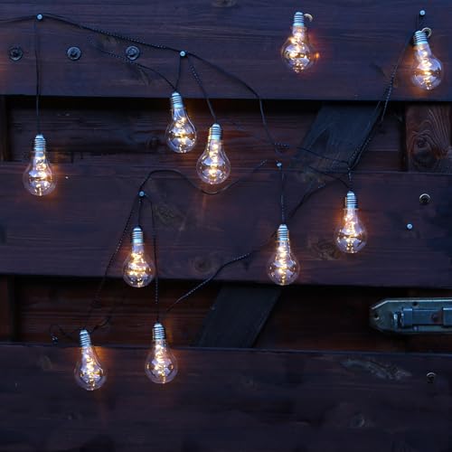 MARELIDA LED Solar Lichterkette mit 10 transparenten Glühbirnen Garten Party Outdoor Lichterkette 2 Modi 4,5m für Außen von MARELIDA
