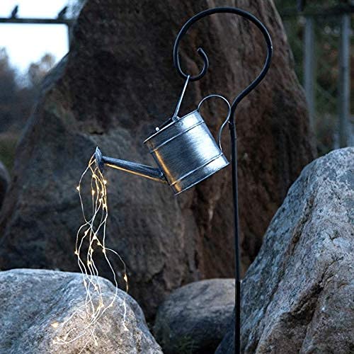 MARELIDA LED Solar Lichtgießkanne Zink - 28 warmweiße LED - H: 80cm - Dämmerungssensor - Outdoor von MARELIDA