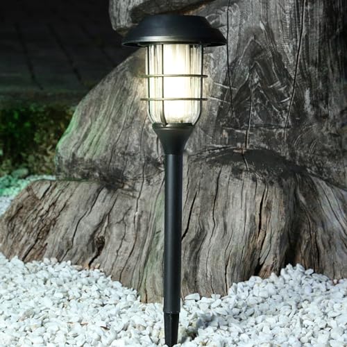 MARELIDA LED Solar Wegleuchte - Gartenfackel - Kunststoff - simulierter Flammeneffekt - H: 44cm - schwarz von MARELIDA