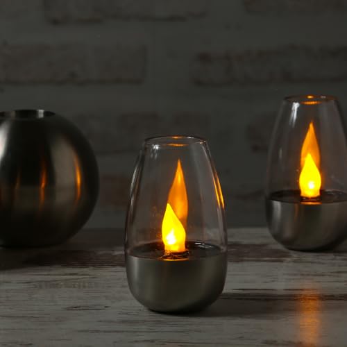 MARELIDA LED Solar Windlicht Solar Kerze Tischleuchte flackernd für Außen Garten Terrasse Balkon mit Lichtsensor Tischlicht Windlicht Kerze (1 Stück) von MARELIDA