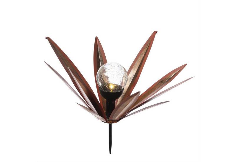 MARELIDA LED Solarleuchte LED Solar Gartenstecker Blume Seerose mit Metallblättern Solarleuchte, LED Classic, warmweiß (2100K bis 3000K) von MARELIDA