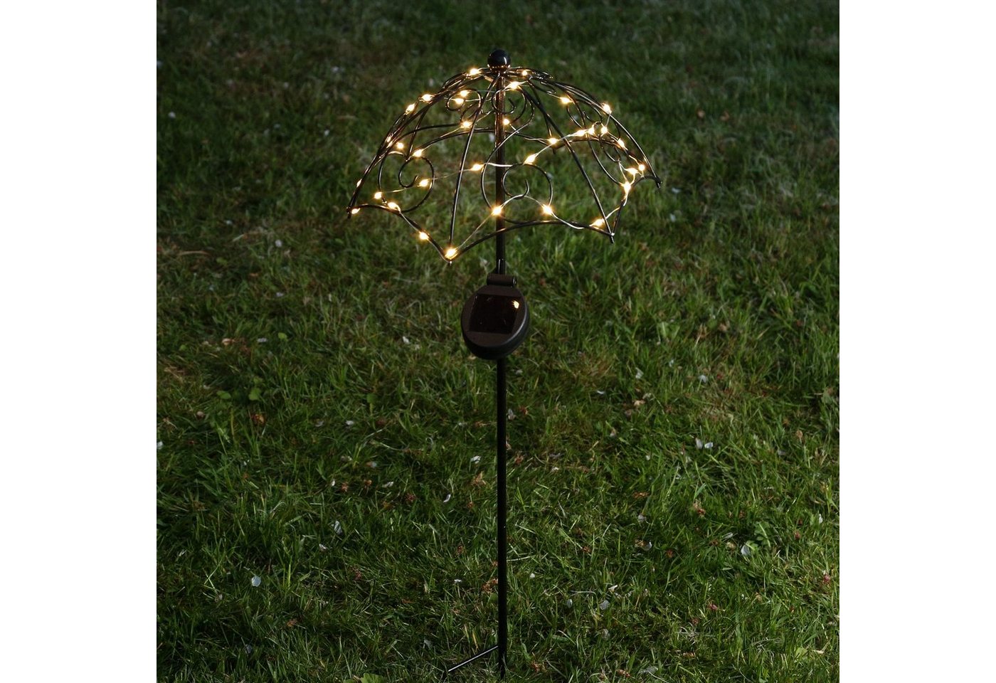 MARELIDA LED Solarleuchte LED Solar Gartenstecker Sonnenschirm leuchtende Gartendeko Schirm, LED Classic, warmweiß (2100K bis 3000K) von MARELIDA