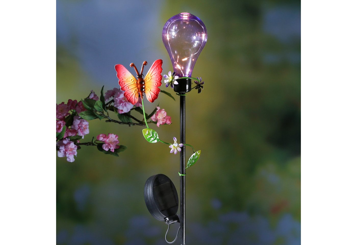 MARELIDA LED Solarleuchte LED Solar Gartenstecker Schmetterling Garten Balkon Deko Erdspieß 84cm, LED Classic, warmweiß (2100K bis 3000K) von MARELIDA