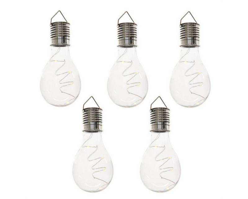 MARELIDA LED Solarleuchte LED Solar Glühbirne hängend Gartenleuchte für Terrasse Balkon 5er Set, LED Classic, warmweiß (2100K bis 3000K) von MARELIDA