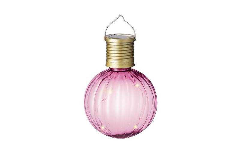 MARELIDA LED Solarleuchte LED Solar Glühbirne m. Lichterkette Kugelleuchte Garten pink, LED Classic, warmweiß (2100K bis 3000K) von MARELIDA