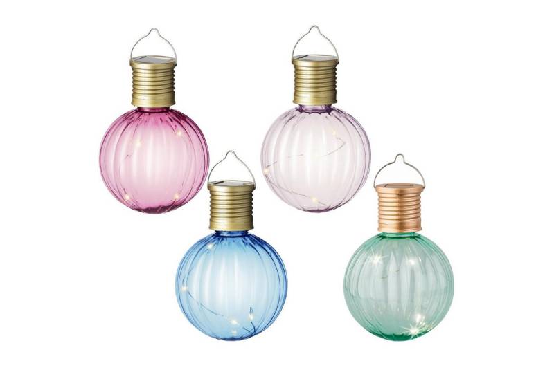 MARELIDA LED Solarleuchte LED Solar Glühbirnen Kugelleuchte Garten Terrasse Balkon bunt 4 Stück, LED Classic, warmweiß (2100K bis 3000K) von MARELIDA