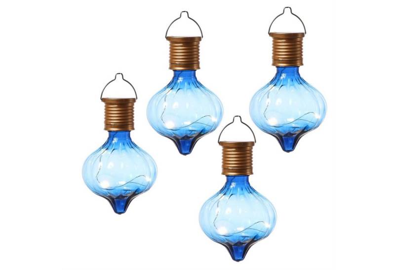 MARELIDA LED Solarleuchte LED Solar Glühbirnen Kugelleuchte für Garten Terrasse Balkon blau 4St., LED Classic, warmweiß (2100K bis 3000K) von MARELIDA