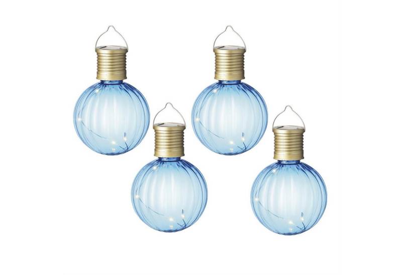 MARELIDA LED Solarleuchte LED Solar Glühbirnen Kugelleuchten für Garten Terrasse blau 4 Stück, LED Classic, warmweiß (2100K bis 3000K) von MARELIDA