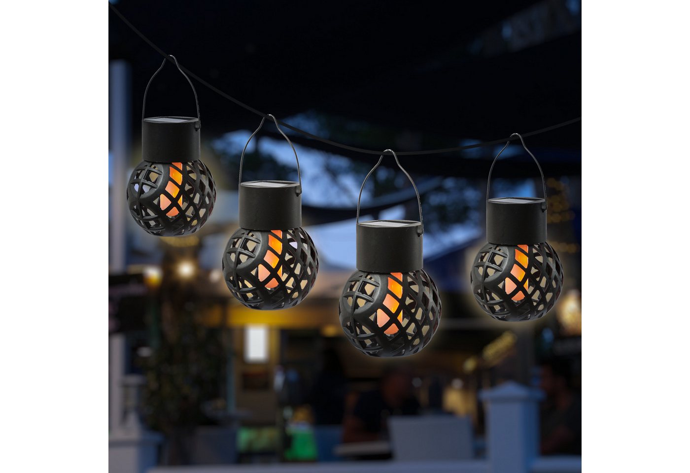 MARELIDA LED Solarleuchte LED Solar Hängeleuchte Feuerball Kugelleuchte mit Flammeneffekt 4St., LED Classic, amber von MARELIDA