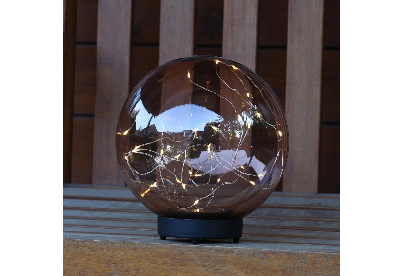 MARELIDA LED Solarleuchte LED Solar Kugel Tisch Gartenleuchte Drahtlichterkette bernstein 30cm von MARELIDA