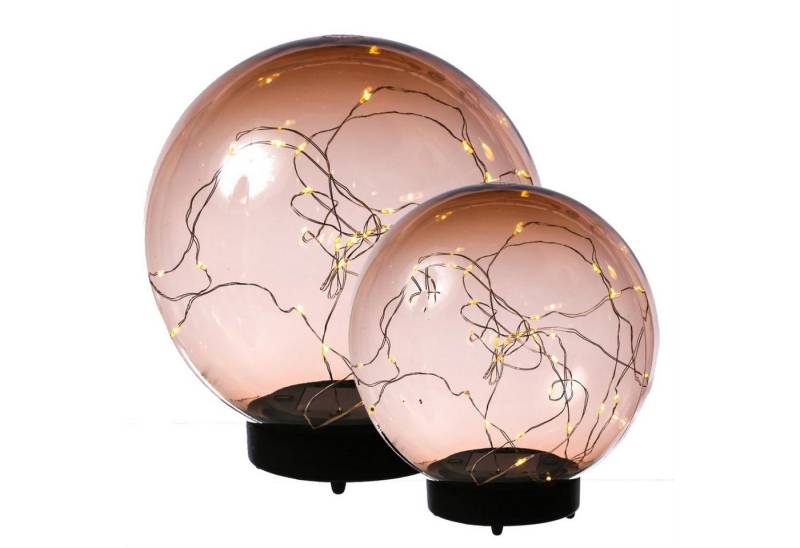 MARELIDA LED Solarleuchte LED Solar Kugel Tisch Gartenleuchte mit Drahtlichterkette amber 2 Stk. von MARELIDA