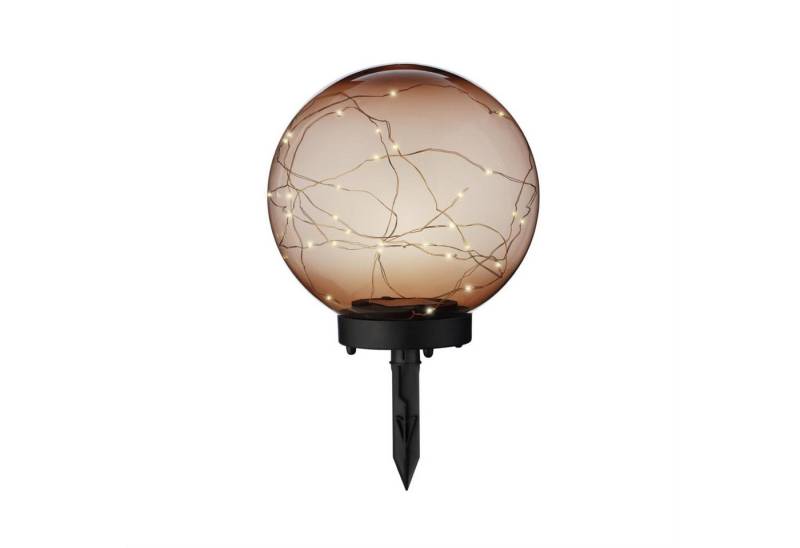 MARELIDA LED Solarleuchte LED Solar Kugel Tisch Gartenleuchte mit Drahtlichterkette amber 20cm von MARELIDA