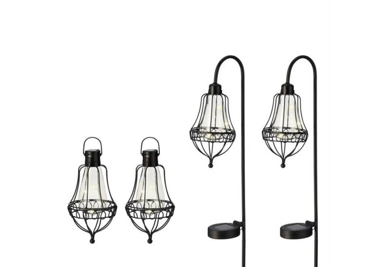 MARELIDA LED Solarleuchte LED Solar Laternen Gartenstecker hängend Erdspieß Sensor 4St., LED Classic, warmweiß (2100K bis 3000K) von MARELIDA