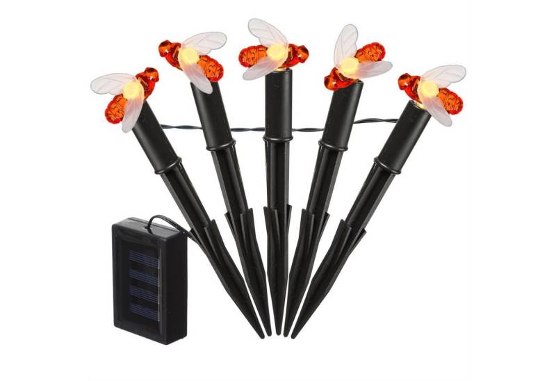MARELIDA LED Solarleuchte LED Solar Lichterkette Bienen Beetstecker Gartenstecker Gartendeko, LED Classic, warmweiß (2100K bis 3000K) von MARELIDA