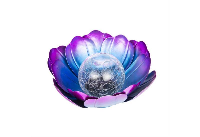 MARELIDA LED Solarleuchte LED Solar Lotusblüte Lotusblume Solarleuchte Crackleglas Gartendeko, warmweiß (2100K bis 3000K) von MARELIDA