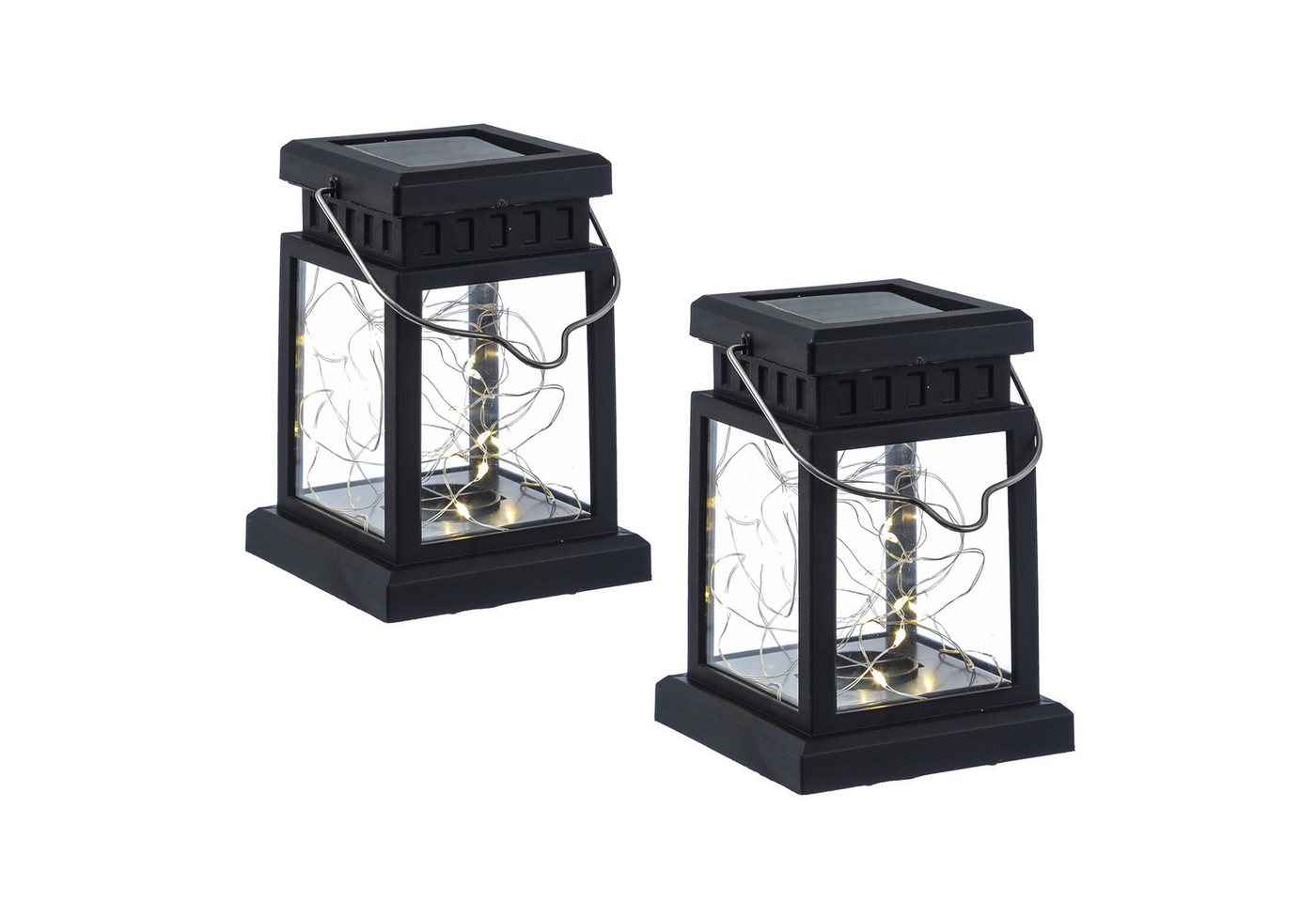 MARELIDA LED Solarleuchte LED Solar Mini Laternen Deko Gartenlaternen Lichtsensor 12,5cm 2er Set, LED Classic, warmweiß (2100K bis 3000K) von MARELIDA
