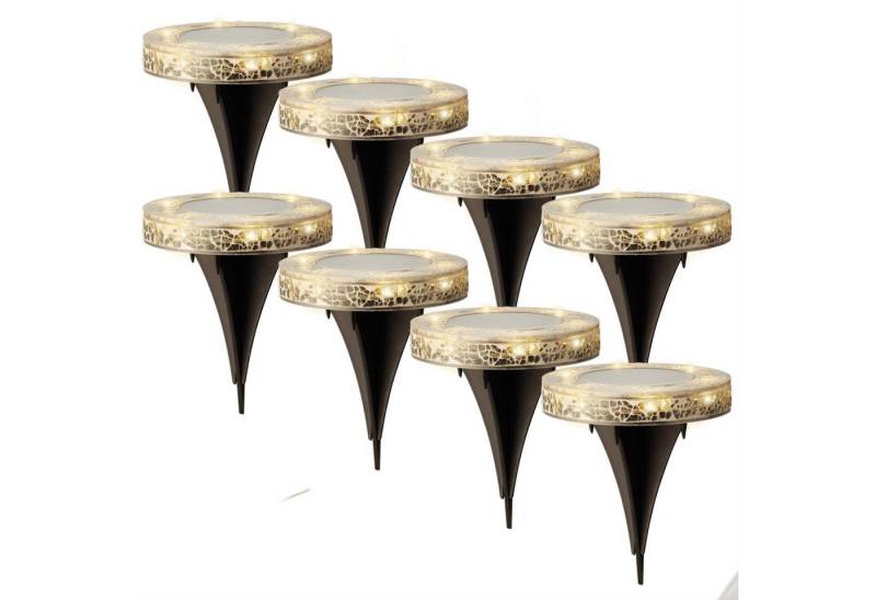 MARELIDA LED Solarleuchte LED Solar Wegleuchte Bodenleuchte Mosaikoptik Wegbeleuchtung 8er Set, LED Classic, warmweiß (2100K bis 3000K) von MARELIDA