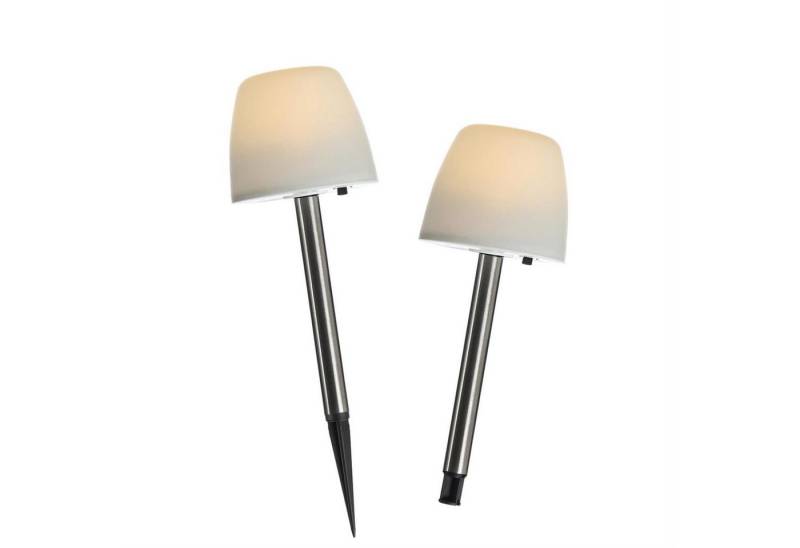 MARELIDA LED Solarleuchte LED Solar Wegleuchten Erdspieß 2Stk. Milchig weiß Lampenschirm Garten, LED Classic, warmweiß (2100K bis 3000K) von MARELIDA