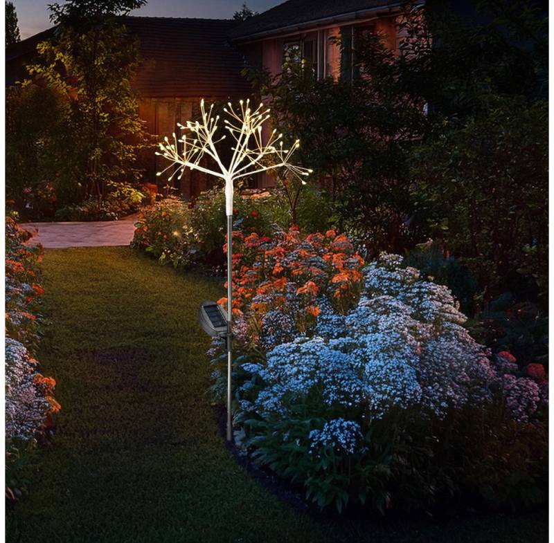 MARELIDA LED Solarleuchte LED Solarstab Feuerwerk Gartendeko Gartenstecker 80cm Lichtsensor weiß, LED Classic, warmweiß (2100K bis 3000K) von MARELIDA