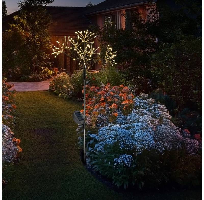 MARELIDA LED Solarleuchte LED Solarstab Feuerwerk Gartendeko Gartenstecker 80cm schwarz, LED Classic, warmweiß (2100K bis 3000K) von MARELIDA