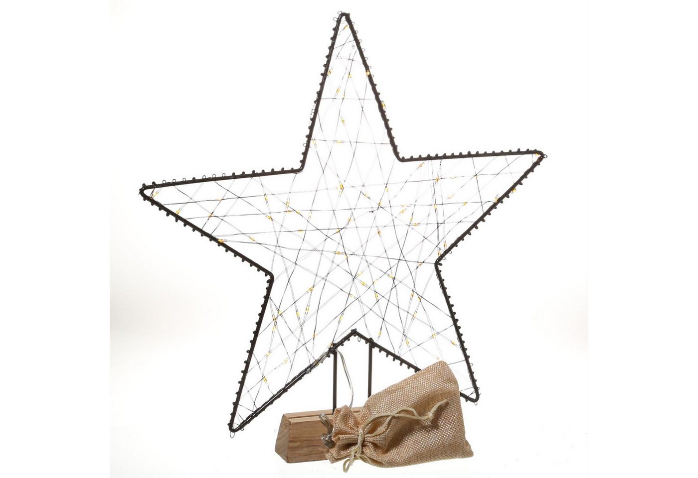 MARELIDA LED Stern LED Leuchtstern Dekostern Metallstern Weihnachtsstern H: 58cm Timer, LED Classic, ultra-warmweiß / bernstein (1800K bis 2100K) von MARELIDA