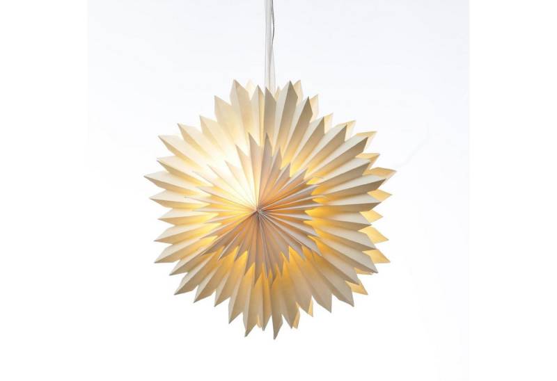 MARELIDA LED Stern LED Papierstern EISBLUME Weihnachtsstern Faltstern beleuchtet 40cm, LED Classic, warmweiß (2100K bis 3000K) von MARELIDA