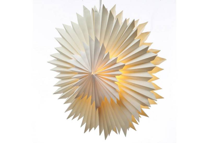MARELIDA LED Stern LED Papierstern EISBLUME Weihnachtsstern Faltstern beleuchtet 60cm, LED Classic, warmweiß (2100K bis 3000K) von MARELIDA