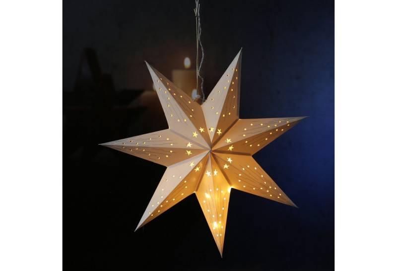 MARELIDA LED Stern Papierstern Weihnachtsstern Faltstern beleuchtet 40cm Batterie weiß, LED Classic, warmweiß (2100K bis 3000K) von MARELIDA