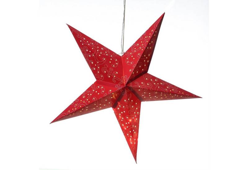 MARELIDA LED Stern LED Papierstern Weihnachtsstern Faltstern 20LED D: 60cm Batterie rot, LED Classic, warmweiß (2100K bis 3000K) von MARELIDA