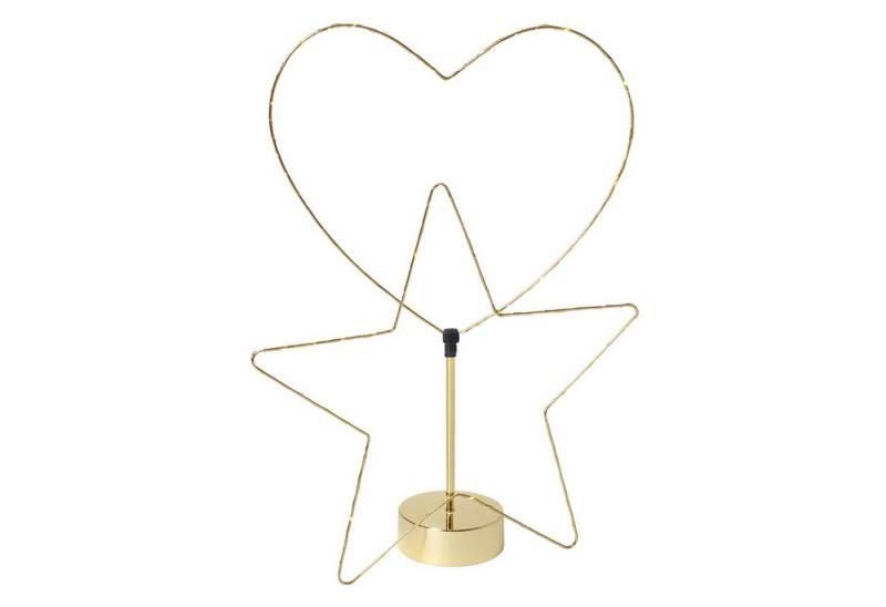 MARELIDA LED Stern LED Stern Kombi Dekoleuchte Herz 2 Aufsätze Metallherz 30LED 50cm gold, LED Classic, warmweiß (2100K bis 3000K) von MARELIDA