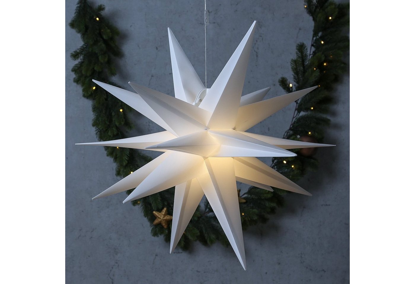 MARELIDA LED-Stern für außen LED Outdoor 3D Stern Leuchtstern hängend 60cm Weihnachtsstern Außen, LED Classic, warmweiß (2100K bis 3000K) von MARELIDA