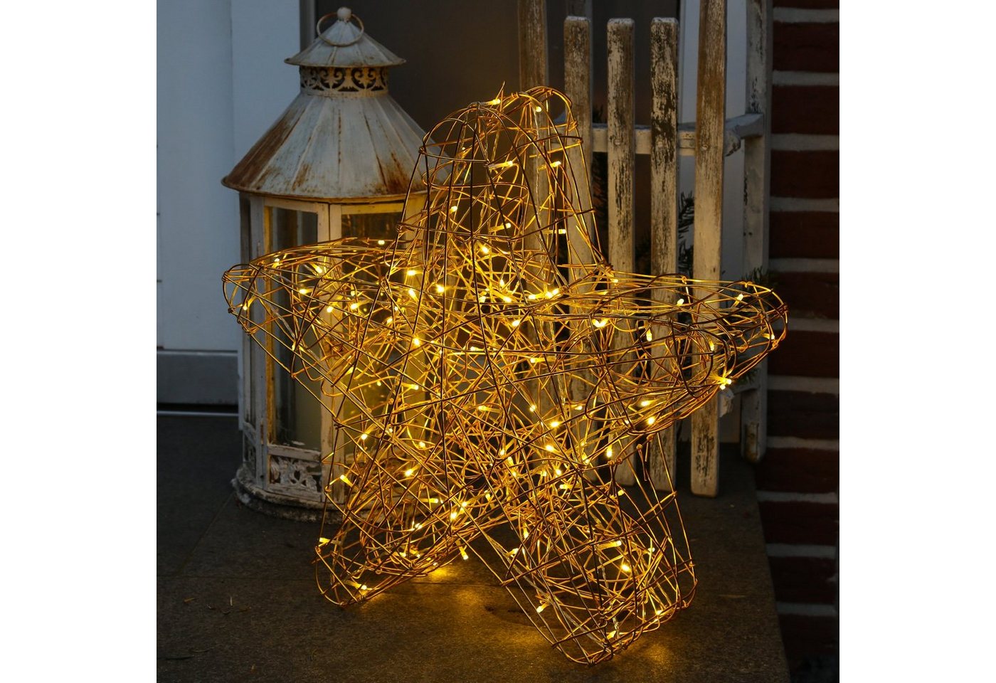 MARELIDA LED-Stern für außen LED Stern Leuchtstern Drahtstern 100 LED 60cm Weihnachtsdeko außen, LED Classic, warmweiß (2100K bis 3000K) von MARELIDA