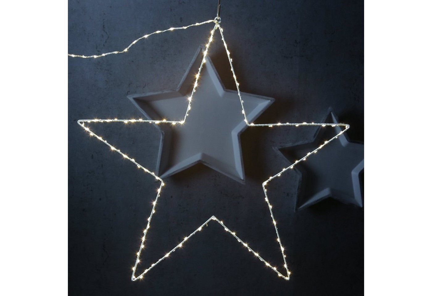 MARELIDA LED-Stern für außen Leuchtstern Metallstern 180LED 60cm Weihnachtsstern Timer Innen/Außen, warmweiß (2100K bis 3000K) von MARELIDA