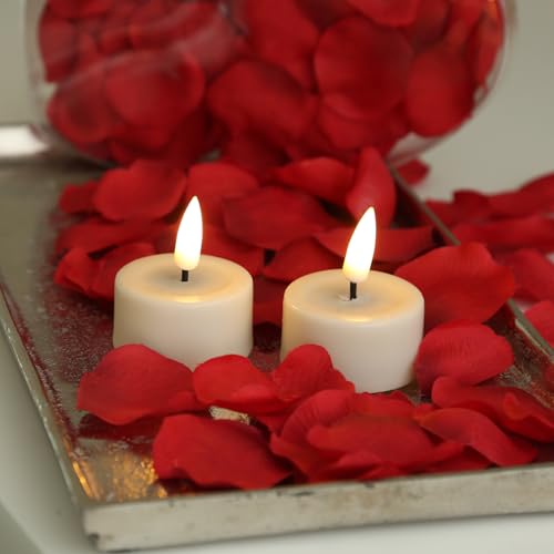 MARELIDA LED Teelichter Mini Echtwachs Deluxe Homeart Teelichter Set mit Batterien realistische 3D Flamme creme (2 Teelichter klein) von MARELIDA