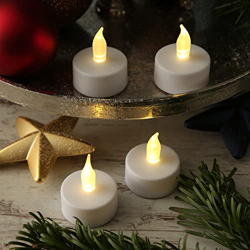 LED Teelichter aus Kunststoff 4er Set flackernder Teelichter D: 3,7cm inkl. Batterien weiß 4 Stück für Innen von MARELIDA