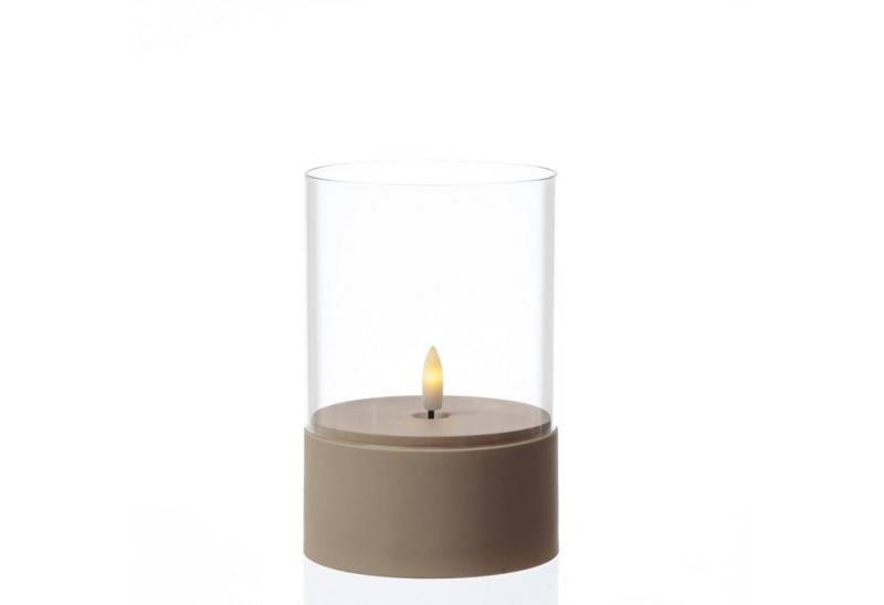 MARELIDA LED Windlicht LED Kerze im Glas Windlicht flackernd Timer H: 15cm D: 10cm creme, LED Classic, warmweiß (2100K bis 3000K) von MARELIDA
